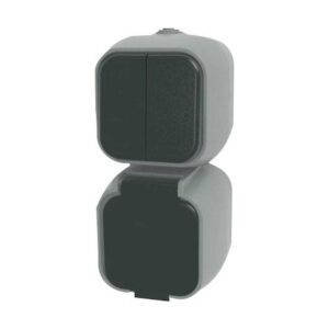 Πρίζα σούκο+Διακόπτης AR επίτοιχος γκρι IP54 GEYER