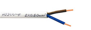 Καλώδιο εύκαμπτο (H05VV-F) 2*0.50mm² λευκό