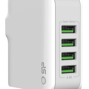 Φορτιστής τοίχου 4xUSB UK/EU/AU/US SILICON POWER λευκός