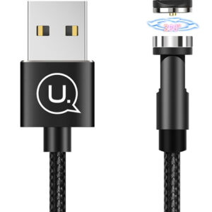 Καλώδιο USB σε Micro USB μαγνητικό περιστρεφόμενο USAMS μαύρο
