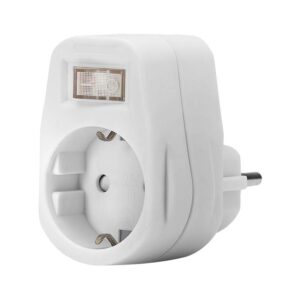 Αντάπτορας ρεύματος σούκο κάθετο 1 θέσης με διακόπτη SAS λευκό