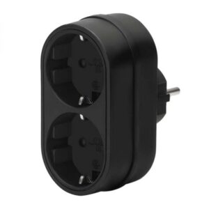 Αντάπτορας ρεύματος σούκο κάθετο 2 θέσεων SAS μαύρο