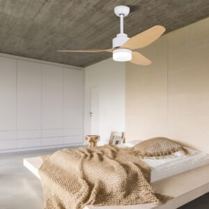 Ανεμιστήρας οροφής LED 18W λευκός με ξύλο σφένδαμου Zambelis